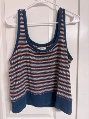 Madewell Striped Ribbed Tank in Blue, Brown and Cream Size XL